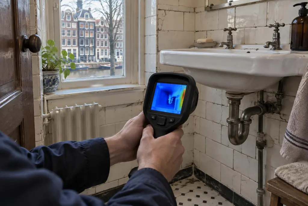 Lekdetectie Hilversum – badkamer met oude leidingen achter de tegels