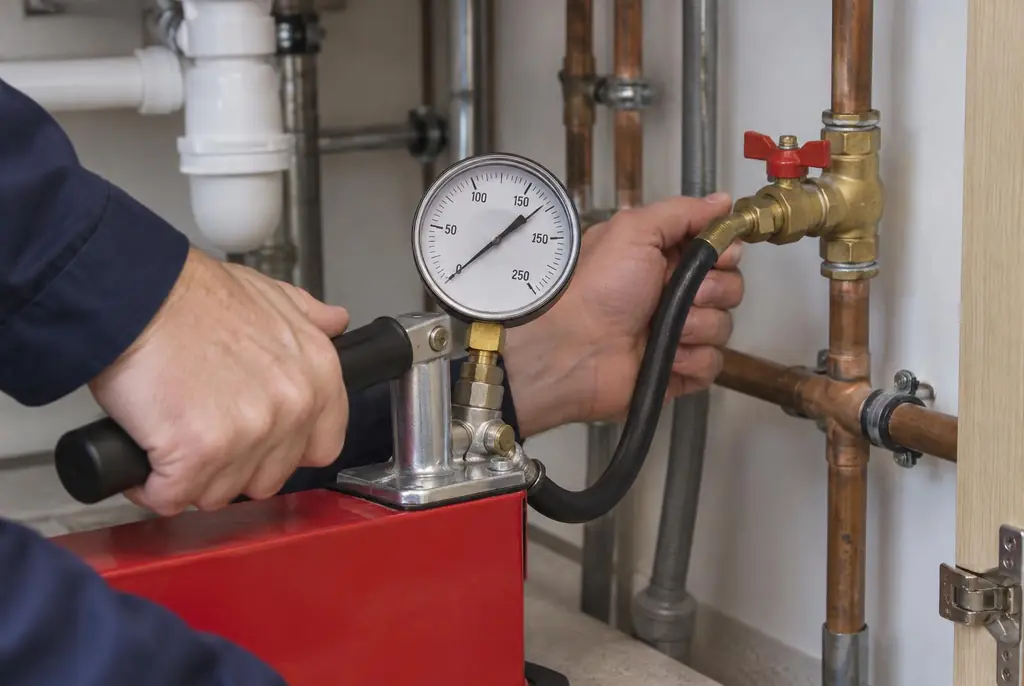 Lekdetectie Hilversum – druktest op een waterleiding met een manometer