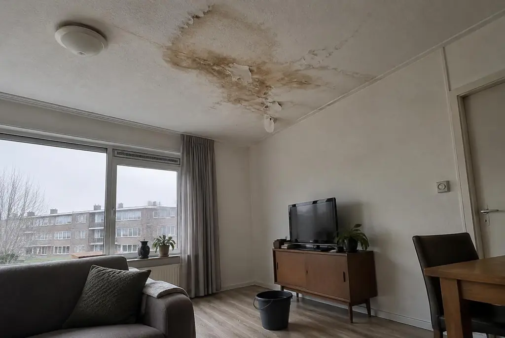 Lekdetectie Hilversum – vochtplek op het plafond onder een badkamer